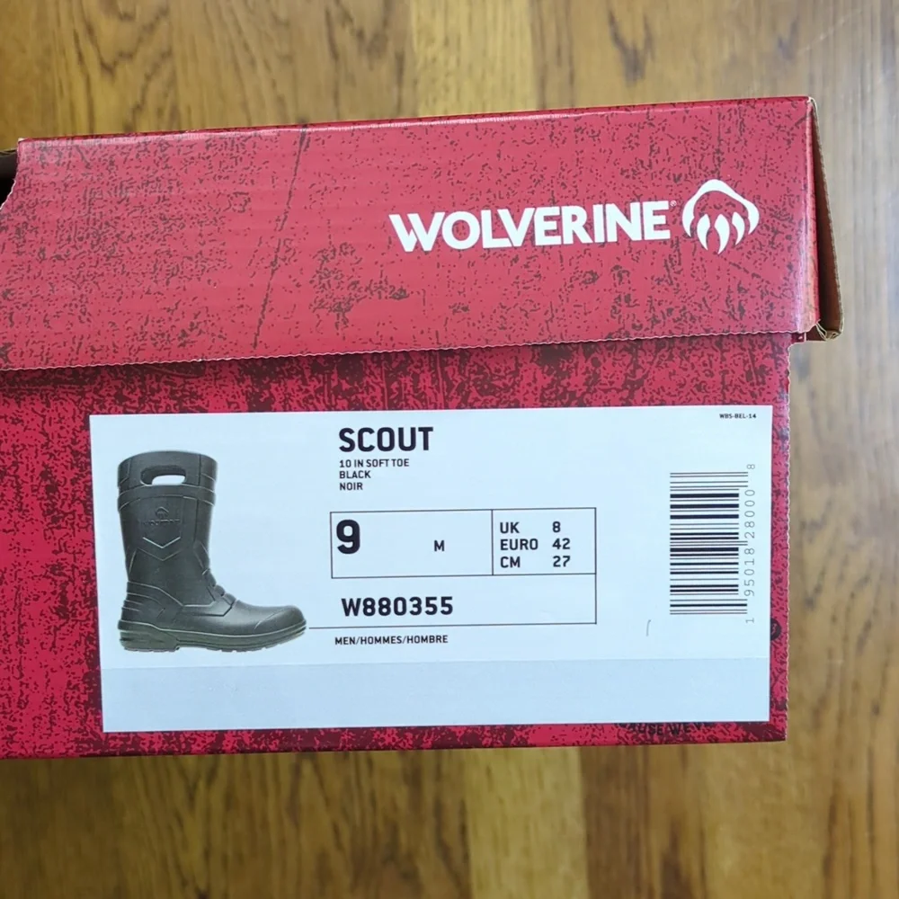 NIB Wolverine Scout Boot Oil And Slip Resistant Black Men's Size 9